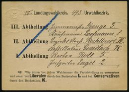 BERLIN,C./ *1x 1882 (19.10.) Rohrpost-1K A. RP 25 Pf. Adler Braun + Rs. Zudruck: Landtagswahlkreis / Urwahlbezirk Mit Hs - Other & Unclassified