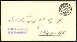 KÖNIGSBERG/ *(PR.)8 * 1895 (19.2.) 1K-Gitter + Viol. Ra.2: Frei Lt. Avers. No.21./ Kgl. Pr. Rentenbank-Dir , Klar Gest.  - Other & Unclassified