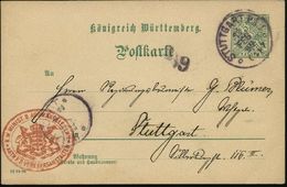 STUTTGART PA.1/ °° 1898 (11.2.) 1K + Roter Doppel-Oval-HdN: K. W. MINIST. D. AUSW. ANGELEGENH./AHST. F. D. VERKEHRS-ANST - Sonstige & Ohne Zuordnung