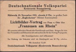 BRAUNSCHWEIG/ *1II 1921 (2.11.) PFS Ziermuster 10 Pf. Auf Einladungskt. (kl. Randrißchen): Deutschnationale Volkspartei. - Other & Unclassified