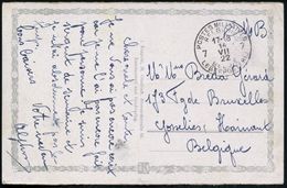 Moers 1922 (14.7.) Belgischer Feldp.-1K: POSTES MILITAIRES/BEGIQUE/7.. (zweisprachig) Feldpost-Color-Ak. (Schloß Moers)  - Other & Unclassified