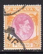 Malaya Penang 1949-52 GVI 25c Purple & Orange Definitive, Used, SG 16 - Penang