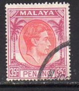 Malaya Penang 1949-52 GVI 35c Scarlet & Purple Definitive, Used, SG 17 - Penang