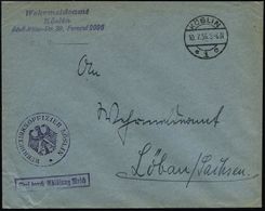 KÖSLIN/ *1c 1936 (10.7.) 1K-Brücke + Viol. 1K-HdN: WEHRBEZIRKSOFFIZIER KÖSLIN (noch Weimarer Adler) + Ra.: FdAR + Abs.-3 - Other & Unclassified