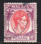 Malaya Penang 1949-52 GVI 40c Red & Purple Definitive, Used, SG 18 - Penang