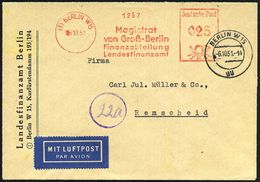 (1) BERLIN W15/ Magistrat/ Von Groß-Berlin/ ..Landesfinanzamt 1951 (6.10.) AFS 025 Pf. + 2K-Steg: BERLIN W 15/uu , Inl.- - Other & Unclassified