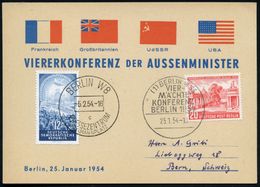 (1) BERLIN W35/ VIER-/ MÄCHTE-/ KONFERENZ 1954 (25.1.) SSt Auf MiF 20 Pf. 4-Mächte-Konferenz (Mi.116) + DDR 12 Pf. 4-Mäc - Other & Unclassified