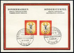 (1) BERLIN-CHARLOTTENBG.2/ D/ BUNDESTAGSSITZUNG.. 1956 (9.10.) SSt 2x Auf Kompl. Satz "Bundestagssitzung Berlin" (Mi.129 - Other & Unclassified