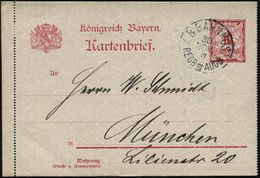 Regensburg 1907 (30.11.) Bayer. Bahn-1K: K.B. BAHNPOST/REGB III AUGB Klar Auf Kartenbf, 10 Pf. Rauten (rs. Kl. Klappen-f - Other & Unclassified