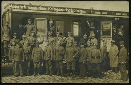 WIEDERITZSCH/ (AMTSH.LEIPZIG) 1915 (28.5.) 1K-Brücke Auf S/w.-Feldpost-Ak.: "Abfahrt Nach Dem Kriegsschauplatz" Mit Eine - Other & Unclassified