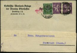 Friedberg/ Hessen 1922 (29.12.) 50 Pf. Ziffer (2x) U. 4 Mk. Posthorn, Je Mit Firmenlochung: "E Ü / O" = E Lektrische Übe - Other & Unclassified