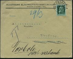 MUENCHEN 26 1912 (27.3.) 2K Auf Firmen-Bf.: ALLGEM. ELEKTRICITÄTS-GES. MÜNCHEN , EF 5 Pf. Luitpold, Nachgesandter Ausl.- - Other & Unclassified