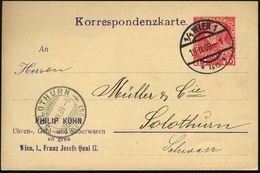 ÖSTERREICH 1909 (18.2.) PP 10 H. KFJ-Jubil., Karmin: PHILIP KOHN/ Uhren-, Gold- U.Silberwaren..Wien , 1K-Steg: 1/1 WIEN  - Other & Unclassified