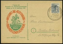 GÖSSNITZ (KR ALTENBURG)/ Tagung D.Sammlergemeinschaften 1947 (14.9.) SSt = St. Georg (zu Pferd Tötet Drachen = Teufel) K - Other & Unclassified