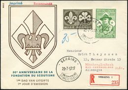 BELGIEN 1957 (29.7.) "50 Jahre Scout-Bewegung", überkompl. Satz (1x 80 C. Rs. U.a.) ET-St + RZ: SERAING 1, Ausl.-R-FDC-S - Other & Unclassified