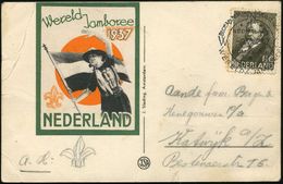 NIEDERLANDE 1937 (9.8.) SSt.: BLOEMENDAAL VOGELENZANG/WERELD JAMBOREE + Offiz. Vign.: Wereld Jamboree 1937.. (grüßender  - Other & Unclassified