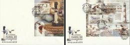 Mozambico 2012, Lighthouses And Birds, 6val In BF +BF IMPERFORATED In 2FDC - Albatros