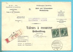 224 Op Brief "Admin. Postes /Telegraphes" Aangetekend VALEURS A RECOUVRER / POSTAUFTRAG Stempel REMICH - Lettres & Documents