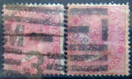 BRITISH INDIA 1868 8as Queen Victoria DIE-II ROSE 2 Stamps USED - 1858-79 Kronenkolonie