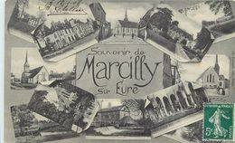 MARCILLY SUR EURE - Carte Multi-vues De La Ville. - Marcilly-sur-Eure