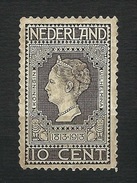 NEDERLAND 1913 - Centenario Dell'Indipendenza / Konigin Wilhelmina - 10 C. -  MH - Michel:NL 84A - Neufs