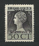 NEDERLAND 1923 - 25° Anniversario Dell'incoronazione Di Konigin Wilhelmina  - 50 C. -  MH - Michel:NL 130 - Neufs