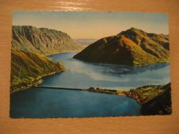 LUGANO Lago Lake Ponte Di Melide Bridge Monte San Salvatore Post Card TICINO Switzerland - Melide