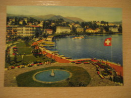 LUGANO Paradiso Quai Croce Rossa Red Cross Cancel 1957 To Lund Sweden Post Card TICINO Switzerland - Paradiso