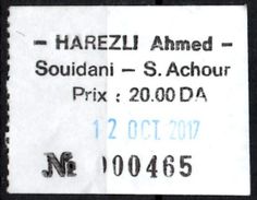 Algeria Ticket Bus Transport Urbain - Annaba Trajet Souidani / Sidi Ammar Billete De Autobús Biglietto Dell'autobus - Wereld