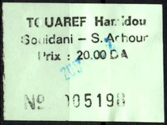 Algeria Ticket Bus Transport Urbain - Annaba Trajet Souidani / Sidi Achour Billete De Autobús Biglietto Dell'autobus - Mundo