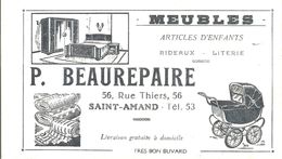 Buvard P.BEAUREPAIRE 56,Rue Thiers Saint Amand Meubles Articles D'enfants Rideaux Literie - M