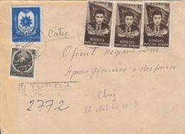 REPUBLIC COAT OF ARMS, MEDAL, FILIMON SARBU, STAMPS ON REGISTERED COVER, 1961, ROMANIA - Briefe U. Dokumente