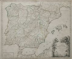 Bibliografía. 1757 Mapa De Rutas Postales LES ROUTES DES POSTES D'ESPAGNE ET DE PORTUGAL. París, 1757. Robert De Vaugond - Other & Unclassified