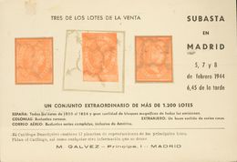 Bibliografía. Sobre 1944 Tarjeta Postal Ilustrada De La Subasta Realizada Por Filatelia Gálvez En Febrero De 1944, Al Do - Sonstige & Ohne Zuordnung