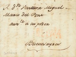 Prefilatelia. Galicia. Sobre 1803 BURDEOS (FRANCIA) A BUENOS AIRES (ARGENTINA). Marca ESPAÑA, Aplicada En Tránsito Por L - ...-1850 Vorphilatelie