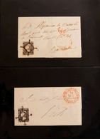 1º Y 2º Centenario. Sobre 1(18) 1850 Precioso Conjunto De Diecocho Cartas (dos Frontales) Del 6 Cuartos Negro De 1850 In - Sonstige & Ohne Zuordnung