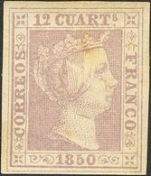 1º Y 2º Centenario. * 2 1850 12 Cuartos Lila (manchita Del Tiempo, Goma Original). MAGNIFICO. Cert. CEM. 2018 3375 - Sonstige & Ohne Zuordnung