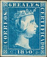 1º Y 2º Centenario. * 4 1850 6 Reales Azul (pequeña Claridad En El Margen Superior, Aun Así Excepcional Presencia). Colo - Altri & Non Classificati