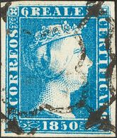 1º Y 2º Centenario. º 4 1850 6 Reales Azul. Enormes Márgenes Y Color Intenso. PIEZA DE LUJO. Cert. CEM. 2018 1140 - Autres & Non Classés