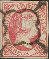 1º Y 2º Centenario. º 9 1851 5 Reales Rosa. Matasello Muy Bien Estampado. MAGNIFICO. Cert. GRAUS. 2018 375 - Autres & Non Classés