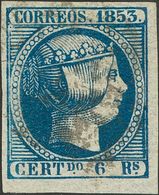 1º Y 2º Centenario. º 21 1853 6 Reales Azul, Esquina De Pliego. MAGNIFICO Y DE ENORME CALIDAD Y ESPECTACULARIDAD. Cert.  - Altri & Non Classificati