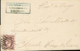 1º Y 2º Centenario. Sobre 103 (1870ca) 2 Mils Negro. BARCELONA A SANTA CRUZ DE JUARROS (BURGOS). Franqueo De Doble Porte - Autres & Non Classés