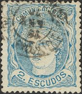 1º Y 2º Centenario. º 112 1870 2 Escudos Azul. Excelente Centraje. MAGNIFICO. 2018 840 - Andere & Zonder Classificatie