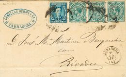 1º Y 2º Centenario. Sobre 175, 183(3) 1877 10 Cts Azul Y 5 Cts Verde, Tres Sellos. TARRAGONA A RIBADEO. MAGNIFICA E INUS - Sonstige & Ohne Zuordnung