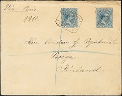 1º Y 2º Centenario. Sobre 221(2) 1892 25 Cts Azul, Dos Sellos. Certificado De SEVILLA A BORGA (FINLANDIA). Al Dorso Lleg - Autres & Non Classés