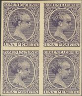 1º Y 2º Centenario. * 226F(4) 1889 1 Pts Violeta, Bloque De Cuatro. FALSO POSTAL TIPO UNICO. MAGNIFICO Y RARO. - Autres & Non Classés