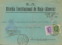 1º Y 2º Centenario. Sobre 314, 316 1929 20 Cts Violeta Y 10 Cts Verde. Certificado De RIOJA (ALMERIA) A MADRID. MAGNIFIC - Sonstige & Ohne Zuordnung