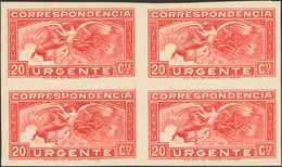 1º Y 2º Centenario. **/* 679s(4) 1933 20 Cts Carmín, Bloque De Cuatro (dos Sellos Sin Fijasellos). SIN DENTAR. MAGNIFICO - Sonstige & Ohne Zuordnung