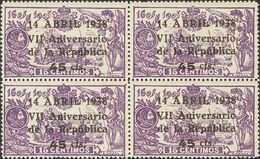 1º Y 2º Centenario. ** 755(4) 1938 45 Cts + 15 Cts Violeta, Bloque De Cuatro. MAGNIFICO. 2018 110 - Andere & Zonder Classificatie