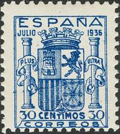 1º Y 2º Centenario. ** 801 1936 30 Cts Azul. Centraje De Emisión. BONITO. 2018 1540 - Autres & Non Classés